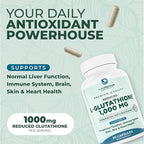 PurePremium Reduced Glutathione 1000mg per Serving – 98% Purity – L-Glutathione Supplement 500mg per Capsule – Antioxidant Supplement for Liver Detox, Skin, Brain & Immune Support – 45-Day Supply
