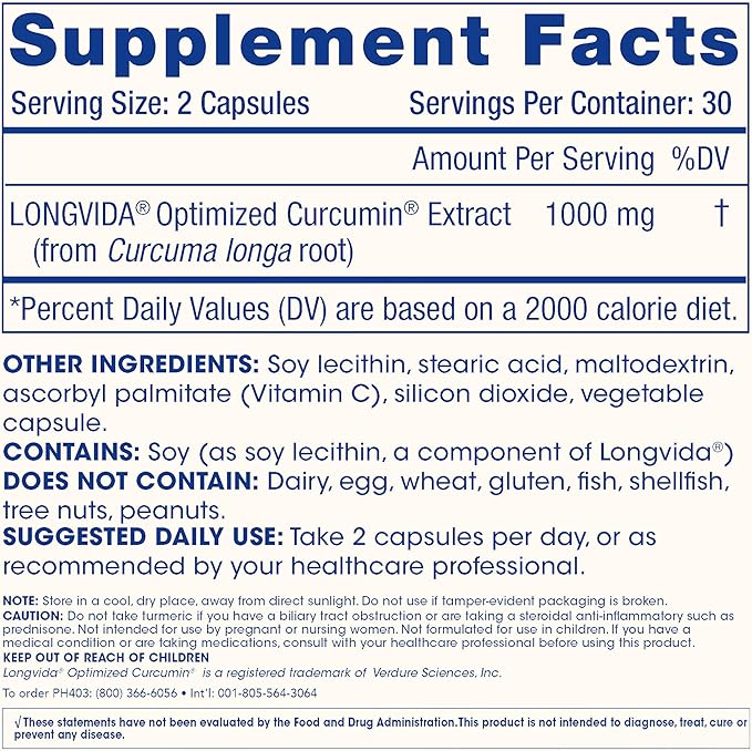 ProHealth Turmeric Curcumin Supplement: 285 Times More Bioavailable - Developed by Neuroscientists. 1000 mg Concentrated Longvida Curcumin Extract Per Serving (60 X 500mg Capsules Per Bottle) (3 Pack)
