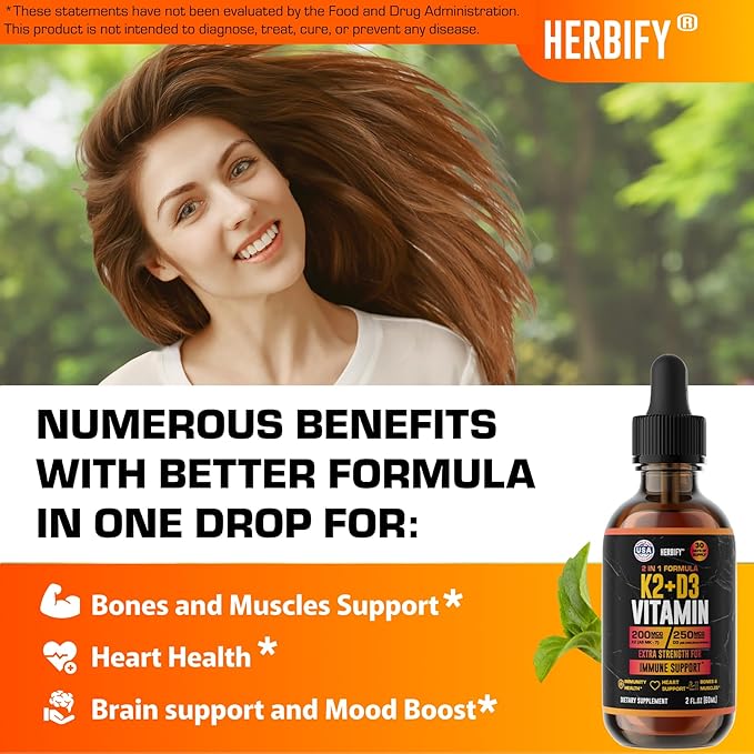 Vitamin D3 K2 Drops – Liquid Vitamins for Women, Men & Teen - Bone Strength Supplements - D3 K2 Mt Vitamins for Immune Support & Heart Health - Vitamin D3 10000 Iu Liquid K2 Drops – 2 oz