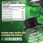 Cadane Citrus Bergamot Supplement with Berberine, Garlic, Green Tea, Grape Seed & Black Pepper | Wellness & Vitality Support | Vegan, Non-GMO – 90 Capsules – 45-Day Supply