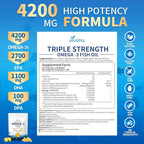 VivoNu Triple Strength Omega 3 Fish Oil - 4200mg, 300 Softgels | Enteric-Coated for No Fishy Aftertaste | Wild-Caught | Third-Party Tested