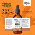 Wild & Organic Lions Mane Liquid Drops - Focus & Brain Support - Lions Mane Supplement - Hericium Erinaceus Mushroom Extract Tincture - Mix with Powder & Add to Tea - Alcohol & Sugar-Free - 2 fl oz