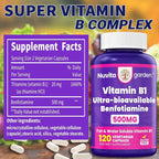 Benfotiamine 500mg + 20mg Vitamin B1, 120 Veggie Capsules, High Potency Fat Soluble Essential Vitamin B1 Thiamine Supplement, Supports Overall Health, Non-GMO, Gluten Free
