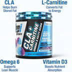 BPI Sports CLA+Carnitine – CLA L Carnitine & Linoleic Acid – L Carnitine Supplement for Weight Loss, Metabolism & Lean Muscle – Caffeine Free – Snow Cone – 50 Servings – 12.34 oz
