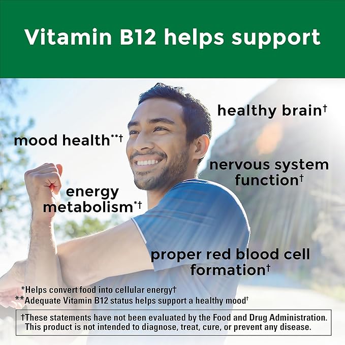 Nature Made Extra Strength Vitamin B12 2500 mcg, B12 Vitamins, Dietary Supplement for Energy Metabolism Support, 60 Tablets, 60 Day Supply
