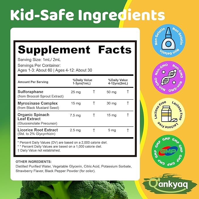 Q'ankyaq Sulforaphane Supplement for Kids, Appetite Booster, & Vegetable Nutrition Gap, D mannose Gummies for Women, Kidney Cleanse Detox & Repair Gummies