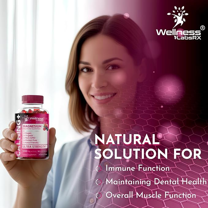 Magnesium Glycinate Gummies, 1000 mg - Magnesium Supplement to Support Relaxation, Heart Health - Chewable Calm Magnesio Gummies for Adults, Glicinato De Magnesio - Mix Berry Flavor
