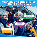 Kids 4+ Magnesium + Saffron Sleep Gummies, Relax Happy Filled Gummy, Bedtime Calcium Zinc, Mineral + Multivitamin Gummies, Melatonin Free | Vitamin D3 K2 | Bone, Only Need 1 Gummy - Sweet Dream Magic