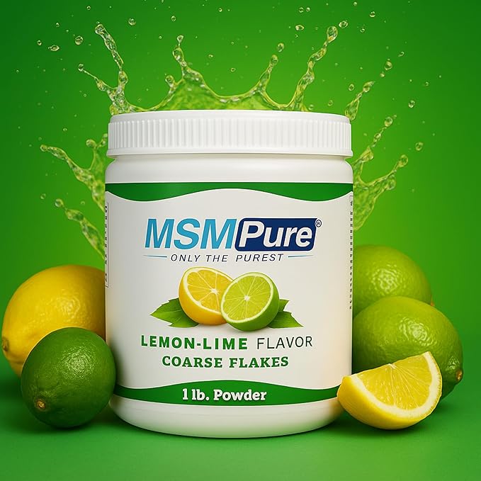 KALA HEALTH MSMPure Lemon Lime Flavored Coarse MSM Powder Flakes – US-Made MSM for Joint Health, Skin Appearance, and Hair & Nail Support – 2.2 lb, Organic Sulfur
