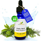 Liquid Vitamin B9 Folic Acid Supplements - VIT B Drops for Brain & Digestive Function, Liver Support - Gluten-Free, Non-GMO, Vegan - Nutritional Supplement for Adults - 1 fl. oz.