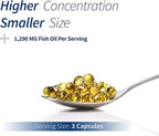 Spoonful Mini Omega 3 Fish Oil, iFOS Certified, 1290 mg Per Serving, 300 Softgels Pearls, Small Size Easy to Swallow Capsules, Made in USA