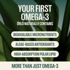 Orlo DHA Supplement 1000mg - 3X Absorption Natural Icelandic Nordic Omega 3 DHA & EPA for Brain & Eye Support – Vegan Fish Oil Alternative, No Fishy Aftertaste, 120 Easy-to-Swallow Mini Softgels & Jar