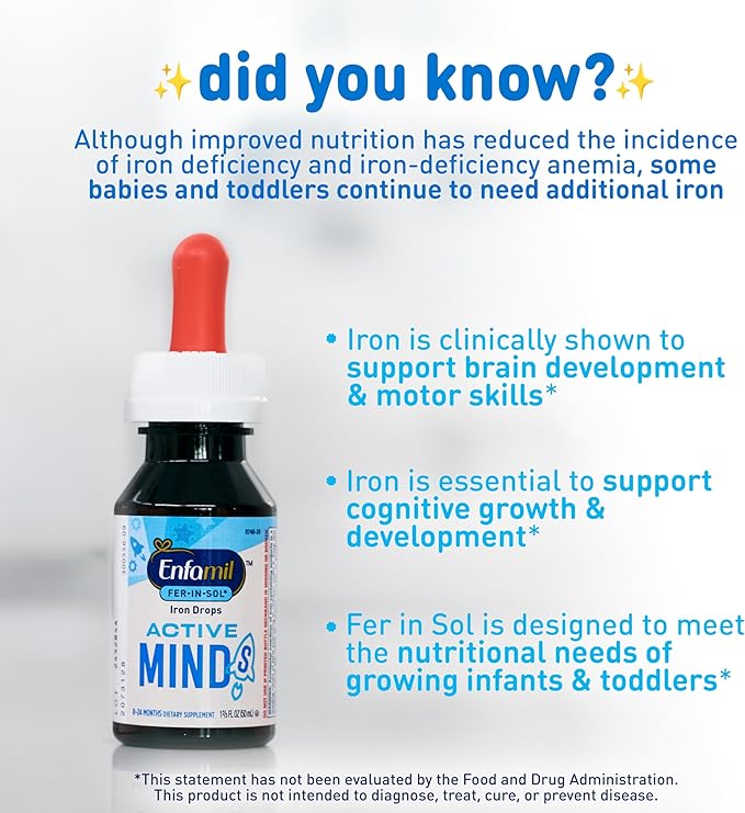Enfamil Fer-In-Sol Iron Supplement Drops for Infants, 50 mL dropper bottle (Packaging May Vary)