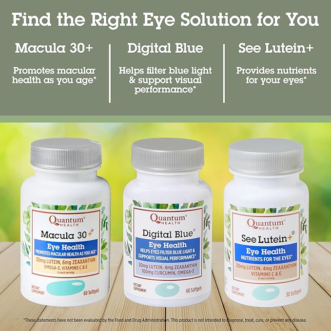 Quantum Health See Lutein+, Lutein & Zeaxanthin Eye Supplement, with Eye Vitamins C and E, Helps Maintain Overall Eye Health - 30 Softgels, 30-Day Supply