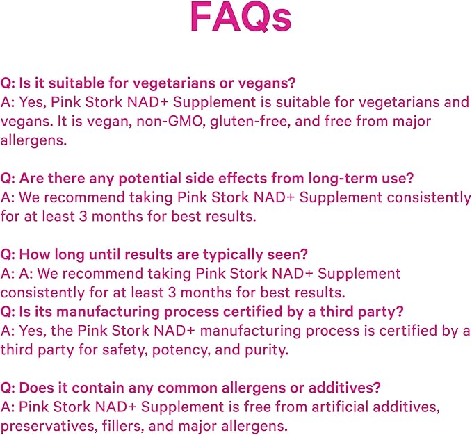 Pink Stork NAD+ Supplement for Women | 500mg Nicotinamide Riboside NR | Clinically-Studied Pure NMN Powder | Brain + Cognitive Support |Energy, Skin Essentials Over 30 | 1 Month Supply