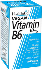 Health Aid Vitamin B6 (Pyridoxine HCl) 10mg 100 Tablets