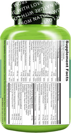 NATURELO Multivitamins for Teenage Girls/Boys, 60 Capsules, Whole Food Multivitamin with Minerals, Non-GMO, Vegetarian