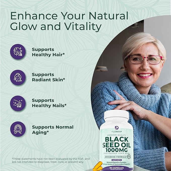 Black Seed Oil 1000mg per Serving. Non-GMO & Vegetarian Black Seed Oil Capsules 45 Day Serving. Organic Cold Pressed Black Cumin Seed. Nigella Sativa Seeds. USA Made Supplement for Men & Women