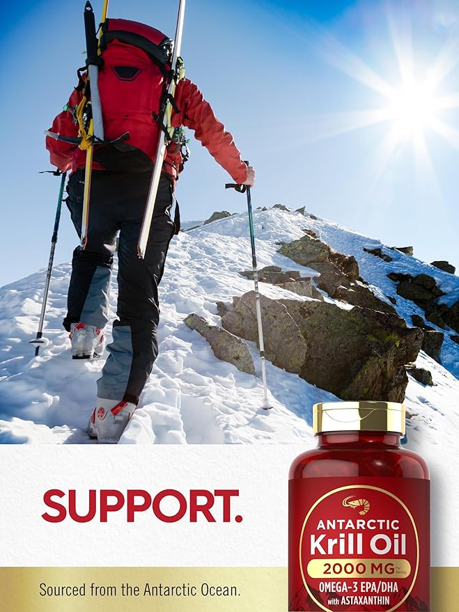Carlyle Antarctic Krill Oil 2000mg | 120 Softgels | Omega-3 EPA, DHA, with Astaxanthin Supplement Sourced from Red Krill | Maximum Strength | Laboratory Tested