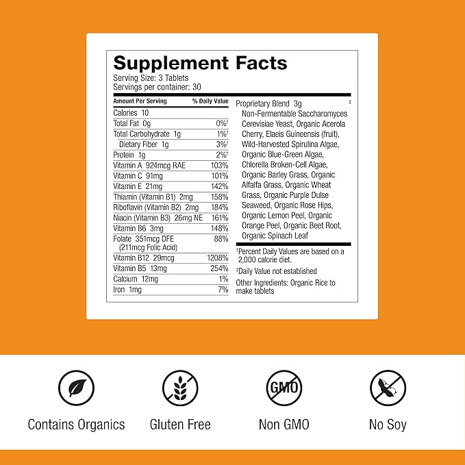 Dr. Schulze's SuperFood 100 - Everyday Superfood Supplement to Support Overall Wellness - Mutivitamin Support for Cellular Nutrition & Energy - Clean Ingredients - Gluten-Free & Dairy-Free - 90 Count