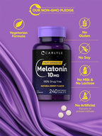 Carlyle Melatonin 10mg Fast Dissolve Tablets | 240 Count | Berry Flavor | 100% Drug Free | Vegetarian, Non-GMO, Gluten Free Supplement