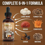Mushroom Supplement Liquid Drops with Lions Mane Turkey Tail Cordyceps Reishi Chaga Shitake Maitake Tremella Oyster Mushrooms Poria Supplement and Enokitake Mushrooms Complex Blend by Clean Nutra
