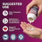 Clean Nutraceuticals Nattokinase 5000 FU Serrapeptase 120000 SPU Lumbrokinase Enzyme Supplement with Bromelain Papain Papaya Enzymes Rutin Extract Amla Magnesium Vitamin B6 & VIT C Capsules