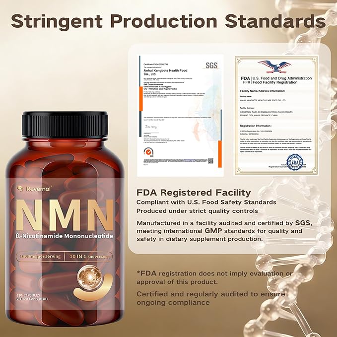 NMN Supplement 1000mg | 10-in-1 with Resveratrol, Quercetin, CoQ10 & Glutathione | Cellular Energy & Antioxidant Complex | Enhanced Bioavailability Formula with TMG & Black Pepper | 120 Capsules