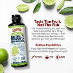 Barlean's Omega 3 Fish Oil Liquid Supplement for Men and Women, 1500mg of EPA and DHA Fatty Acid, Promotes Brain & Heart Health - Non-GMO, Key Lime Pie, 8 oz