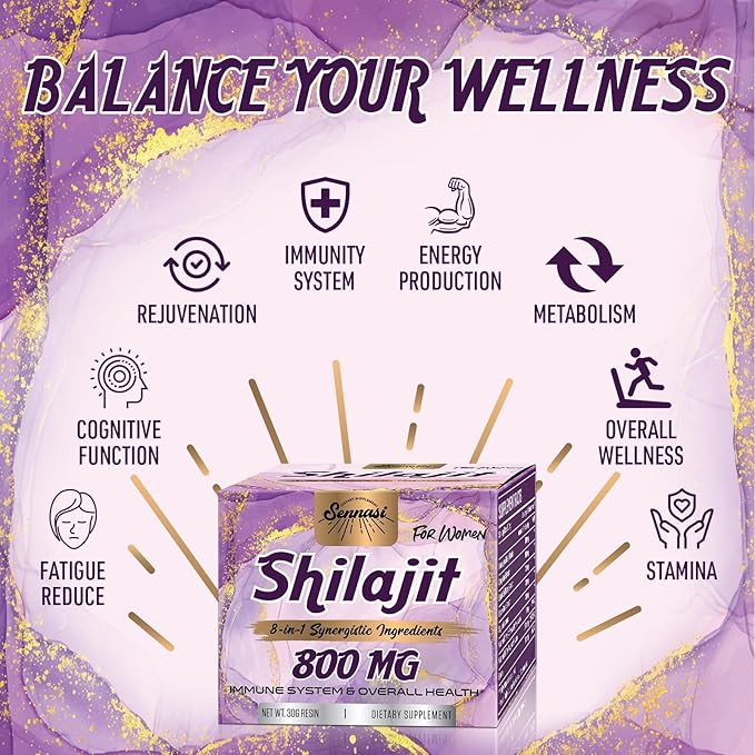 800Mg Shilajit Pure Himalayan Organic, Shilajit Resin Maximum Potency Gold Grade with 8-in-1 Natural Blend & 85+ Trace Minerals for Women, Energy & Immunity,60 Grams（2 Packs）