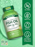 Nature's Truth Fish Oil 2000 mg | 600 mg Omega 3 | 250 Softgels | Natural Lemon Flavor | Non-GMO and Gluten Free Supplement