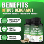 Cadane Citrus Bergamot Supplement with Berberine, Garlic, Green Tea, Grape Seed & Black Pepper | Wellness & Vitality Support | Vegan, Non-GMO – 90 Capsules – 45-Day Supply