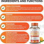 Wholesome Wellness Liposomal Vitamin C Capsules (200 Pills 1500mg Buffered) + Super-Absorb Multi Collagen Pills (Type I II III V X) Organic Herbs and Bioperine Bundle
