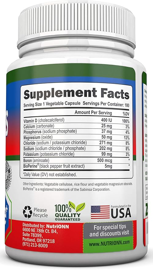 Electrolytes - 100 Natural Electrolyte Replacement Capsules - Premium Keto Friendly Pills - No Sugar - Great for Hydration, Renewal & Revitalizing - Trace Minerals Potassium, Magnesium, Sodium Salts