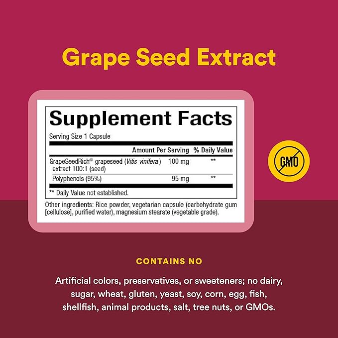 Natural Factors, GrapeSeedRich Grape Seed Extract, Antioxidant Support for Healthy Inflammatory Response, 120 Capsules