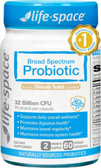 Life-Space Premium Broad Spectrum Probiotics, 2 Month Serving, 32 Billion CFU & 15 Diverse Strains, Formulated for Daily Digestive Health & Immune Health, Probiotics for Women & Men, 60 Veg Capsules