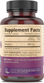 DEVA Vegan Tributyrin Supplement - Butyrate Precursor, Gut Barrier Support, Butyric Acid, 500 MG Vegan Capsules, Leaky Gut Support, Digestion, 90 Count (Pack of 2)