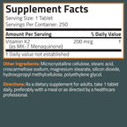 Bronson Vitamin K2 MK-7 200mcg Extra Strength, 250 Vegetarian Tablets