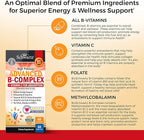 Vitamin B Complex with Vitamin C for Maximum Absorption - Methylcobalamin b12 & Folate Folic Acid Supplement - B1 B2 B3 B5 B6 B7 B9 for Immune Energy & Nervous System Support - Non-GMO, 60 count