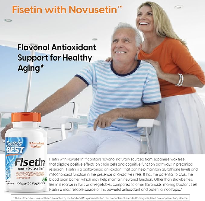 Doctor's BEST Trans-Resveratrol 600 mg 60 Count & Fisetin with Novusetin 100 mg 30 Count