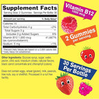 WellYeah Vitamin B12 Gummies for Kids - Boost Energy, Improve Brain Function, and Strengthen Immune System - Non-GMO, Gluten-Free - Great Tasting Berry Flavor - Easy to Chew - 60 Gummies