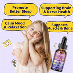 Kids Magnesium Liquid Drops-Magnesium Glycinate Liquid for Kids Supplement-w/L-theanine, Omega-3, Vitamin B6, D3 - for Sleep, Relaxation, Brain, Bones - Lemon Flavor, 4 Fl Oz
