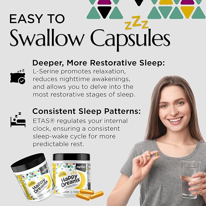 Nuton Day & Night Bundle-Happy Cells NMN Supplement with Bioperine for Morning Energy & Cognitive Support + Happy Dreams Natural Sleep Aid with Melatonin, ETAS, L-Serine, Venetron for Celular Repair