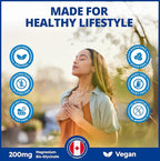 CanPrev Magnesium BisGlycinate 200mg Gentle 60 Veg Caps, 60-Day Supply, Chelated Magnesium Supplement for Bone & Muscle Support, Easy to Digest, Promote Relaxation & Comfort, Vegan, Non-GMO, No Sugar