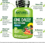NATURELO Mens Multivitamins for Men 50+ - One Daily Multivitamin for Men with Vitamins, Minerals & Organic Whole Foods, Boost Energy & Health, Non-GMO, 60 Vegetarian Capsules