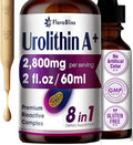 FloraBliss Urolithin A Supplement 2800 mg Liquid Drops | with Trans-Resveratrol, Collagen Peptides, Pomegranate Extract, Hyaluronic Acid, Vitamin E & C | 60ml |30-Day Supply