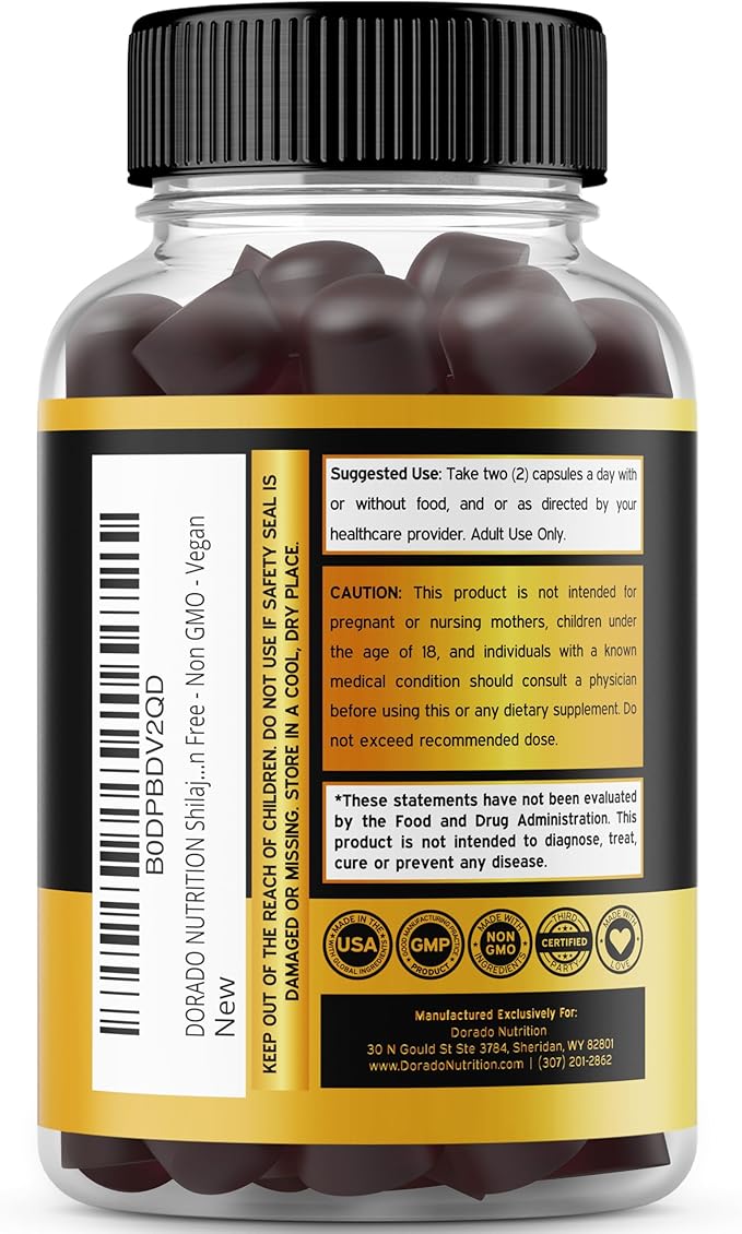 Shilajit Gummies with Sea Moss, Ashwagandha & Lions Mane - (Shilajit Supplement for Men & Women, Energy & Immunity Support ) Third Party Tested, Vegan Safe, NON GMO & Made in USA (60 Gummies)