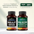 Shilajit Sea Moss Ashwagandha Combo Bundle - Black Seed Oil, Turmeric, Rhodiola Rosea, Panax, Ginseng Supplement | 120 Capsules, Better Than Gummies, Resin | Seamoss for Men & Women