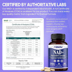 Rasav NAD Supplement 10-in-1 Extra Strength – NAD Resveratrol with CoQ10, Urolithin A, Green Tea Extract & ALA – NMN Supplement Alternative for Women & Men