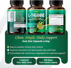 GriMed L-Theanine 11,900mg- X10 Power with Apigenin, GABA Ashwagandha, Rhodiola - Relaxation & Restoration Focus and Memory (150 Count (Pack of 1))